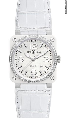 Bell & Ross BR03-92 White Ceramic Diamonds Alligator