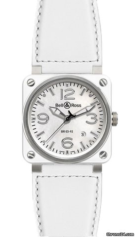 Bell & Ross BR03-92 White Ceramic Calfskin