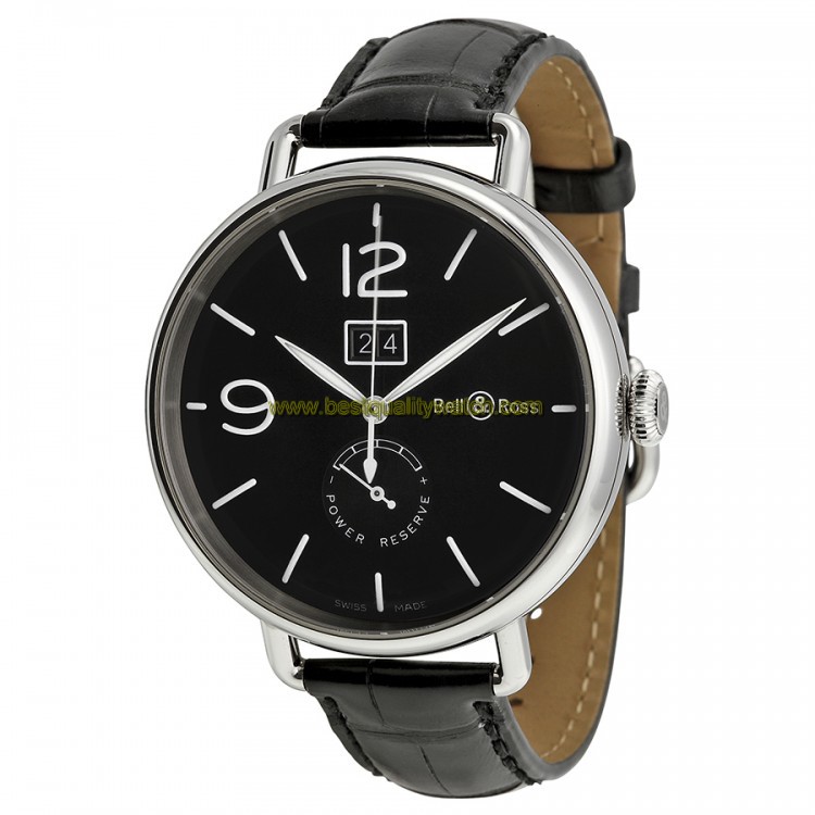High quality Replica Bell & Ross Vintage Automatic Black Dial Black Leather Mens Watch BLRBRWW190-BL-ST