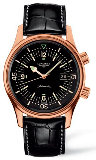 Replica Longines Legend Diver L3.674.8.50.0 Mens Round 18kt Rose Gold Automatic Watch